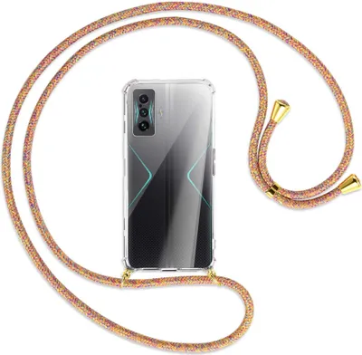 Produktbild von Handykette Backcover-Schutzhülle mit Band (Metall goldfarben) für Xiaomi Poco F4 GT - Rainbow