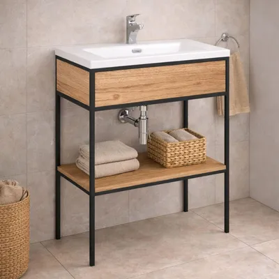 Produktbild von Astor Waschbeckenunterschrank Linus 80 cm – Echtholzfurnier