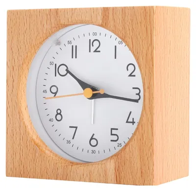 Holz-Wecker analog, geräuschlos, mit Nachtlicht & Schlummerfunktion