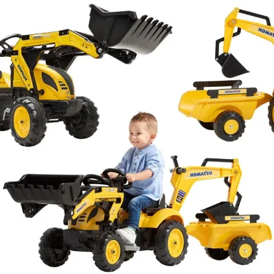 Immagine prodotto di FALK Trattore a pedali Komatsu con benna e rimorchio, 2-5 anni