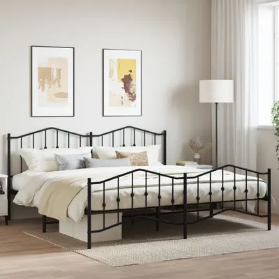 Immagine prodotto di Maison Exclusive - Letto con testiera e pediera in metallo nero 193x203 cm