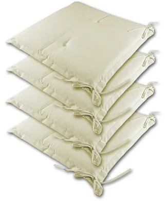 Produktbild von DETEX® Sitzkissen Stuhl 4er Set Wasserabweisend 45x40cm Befestigungsriemen Waschbar Reißfest Stuhlkissen Sitzauflage Sitzpolster Gartenstuhl Creme