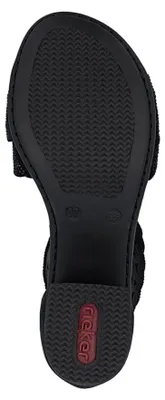 Produktbild von Rieker Damen Sandale mit Fesselriemen Cut-Outs und Strassbesatz 64657, Größe:42 EU, Farbe:Schwarz