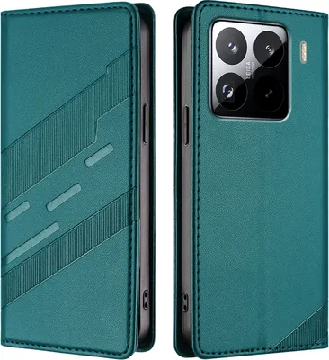 Produktbild von Hülle für Xiaomi 15 Pro, Kunstleder Brieftaschen Handyhülle mit Kartenfach und Standfunktion Grün