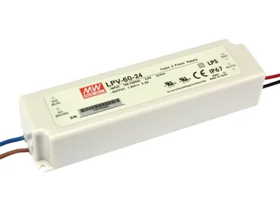 Obrázek produktu pro MEAN WELL LPV-60-24, Bílá, 90 - 264 V, 47 - 63 Hz, 400 g, 42,5 mm, 32 mm