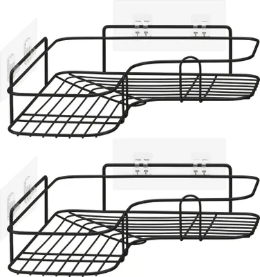 Produktbild von Navaris 2x Duschablage ohne Bohren - Bad Duschregal Eckregal 2er Set - Badezimmer Regal Wand - Ablage für Dusche Aufbewahrung - Metall Dusch Ecke -