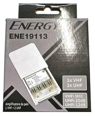 Immagine prodotto di Amplificatore Da Palo Vhf+Uhf Con Filtro 5G 3 In (Uhf-Uhf-Vhf) - 2 Out Tv (1=12V)