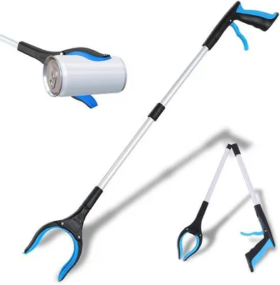 Produktbild von Unyqoos® Faltbare Greifzange 83 cm – 360° drehbare Silikon-Greifbacken mit Magnet, klappbar auf 44 cm, leichtes Aluminium, mit Aufhängeschlaufe