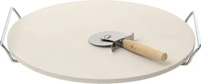 Produktbild von Pizzastein Ø 33 cm inkl. Pizzaroller und Metallständer