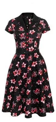 Produktbild von Hell Bunny Mittellanges Kleid Damen Cherilyn Dress schwarz M