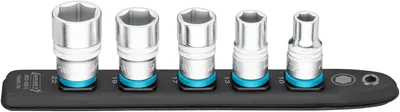 Produktbild von SmartRail 1/2" Steckschlüsseleinsatz-Satz Sechskant, 5-teilig (schwarz, SW 10 - SW 22, kurz)