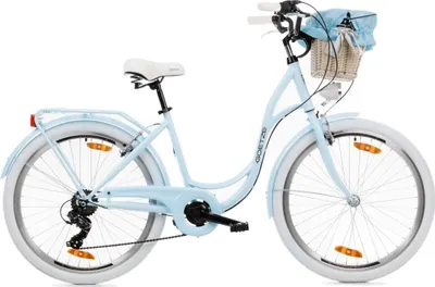 Produktbild von Goetze Mood 26 Zoll City Bike, 17 Zoll Tiefeinsteiger, 6-Gang Shimano Tourney, V-Bremse, LED-Beleuchtung, Gepäckträger, Korb mit Bezug