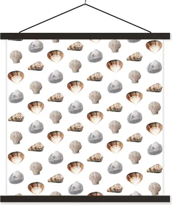 Produktbild von MuchoWow® Textilposter Muschel - Muster - Farben 90x90 cm mit schwarzem Rahmen - Magnetisches