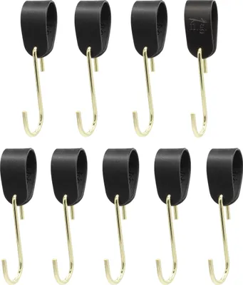 Produktbild von Natural Goods Berlin Garderobenhaken GARD Schlaufe, veganer Kunstlederriemen, Lederschlaufe, Lederband, Schwarz, mit GARD Haken FLAT in Gold, 9 Stück