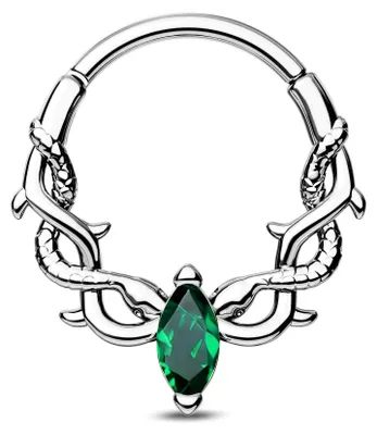 Imagen del producto de Joyas para piercing de septum en forma de serpiente, plata de ley 16G, acero inoxidable con circonita