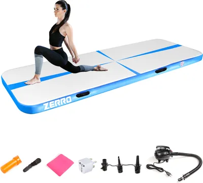 Produktbild von CCLIFE Air Tracking Matte Airtrack 3m Turnmatte Aufblasbar klappbar mit Elektrischer Luftpumpe Yogamatte Tumbling Matten Trainingsmatte 10cm Blau