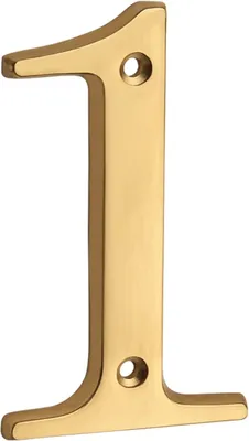Imagen del producto de Número de casa, forma redonda, latón pulido, 10 cm, para puerta y buzón