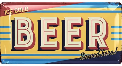 Produktbild von Retro Blechschild Bier - BEER Served here! - als Bar Dekoration für Partykeller - Kneipen Bardeko für Stammtisch - Geschenk für Bierliebhaber
