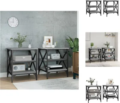 Immagine prodotto di vidaXL Tavolini 2 pz. Grigio Sonoma 40x42x50 cm Materiale a base di legno - Tavolini