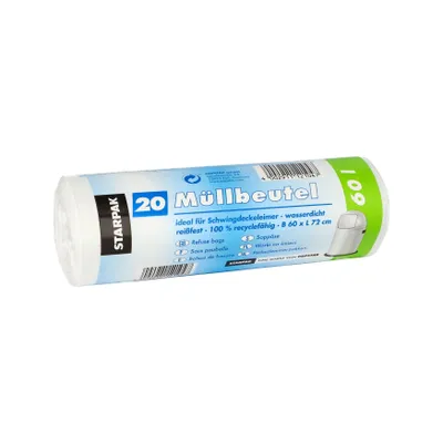 Zdjęcie produktu dla Starpak 12104 Müllbeutel - 60 L, LDPE, weiß, 20 Stück