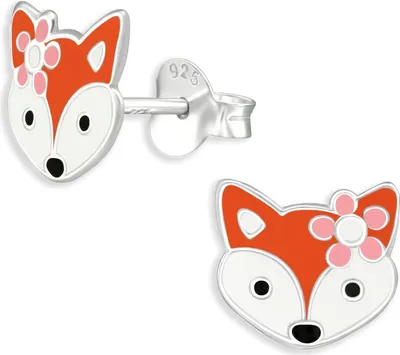 Produktbild von Monkimau Kinderohrringe Fuchs Ohrstecker aus 925 Sterling Silber rot emailliert