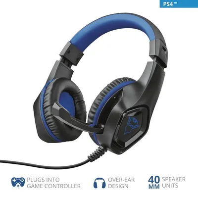 Obrázok produktu pre Trust GXT 404B Rana, Kábel, Hranie, 20 - 20000 Hz, 217 g, Slúchadlá s mikrofónom, Čierna, Modrá