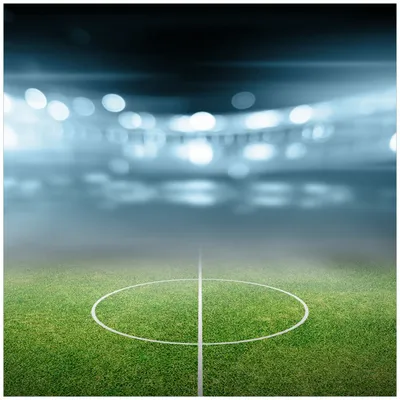 Produktbild von Wallario Wandbild aus Acryl, 50 x 50 cm, freischwebende Optik - Fußball Stadion Mittellinie II