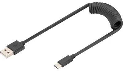 Produktbild von DIGITUS USB 2.0 - USB - A auf USB - C   Spiralkabel max. 1m