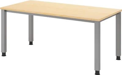 Produktbild von bümö Schreibtisch Serie-Q - Nachbildung Ahorn, Gestell: Silber, Größe:  160 x 80 cm