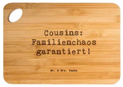 Produktbild von Mr. & Mrs. Panda Frühstücksbrett Spruch Cousin Abenteuer - Transparent - Geschenk, Familie, Brett, handgemacht, Geschenke, Schneidebrett, schneidunterlage, Spaß, Cousine