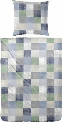 Produktbild von Biber Bettwäsche Karo 155 x 220 cm grün/blau