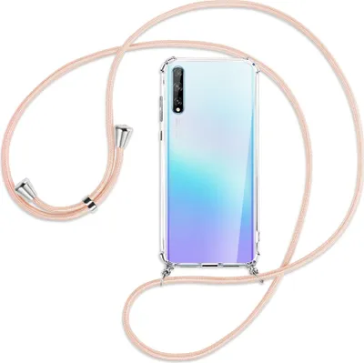 Produktbild von Handykette Backcover-Schutzhülle mit Band (Metall silberfarben) für Huawei P Smart S // Enjoy 10s / Y8p - rose peach
