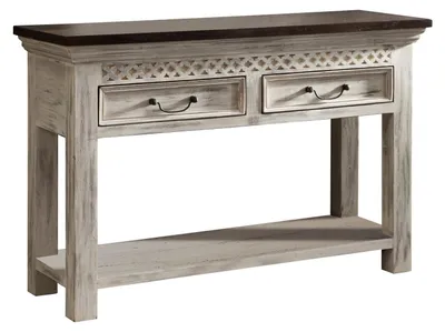 Produktbild von MASSIVMOEBEL24.DE Konsolentisch Mango / Akazie 115x40x76 weiß gewachst CASTLE-ANTIK #269