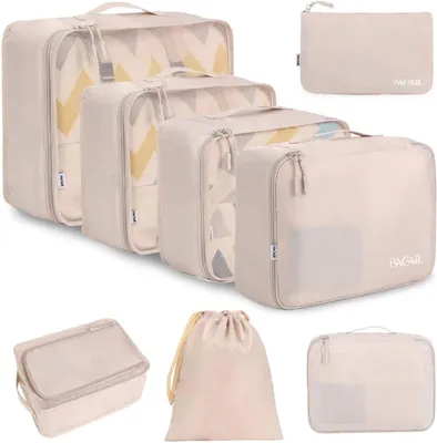 Produktbild von 8 Teilige Packwürfel, Kleidertaschen, Packing Cubes, Verpackungswürfel, Packtaschen Set für Urlaub und Reisen, Kofferorganizer Reise Würfel, Ordnungssystem für Koffer