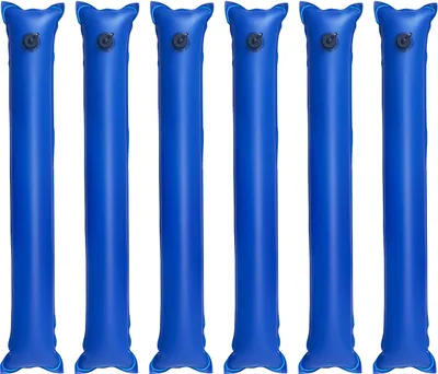 Produktbild von SucceBuy Pool-Beschwerungssack, Set aus 6 Stück à 121 cm, robuste PVC-Säcke mit 0,4 mm Stärke und auslaufsicherem Schraubverschluss, Wassersäcke zur sicheren Fixierung von Poolabdeckungen in der Winterzeit, blau