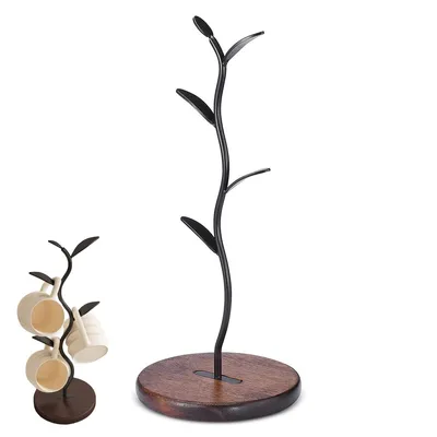 Produktbild von Tassenständer, Tassenbaum für Küchentheke, Aufbewahrungsregal für Kaffeetassen und Teetassen, Barzubehör und Küchenorganizer, 15*40cm, Schwarz