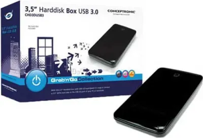 Imagen del producto de Conceptronic CHD3DUSB3: Carcasa externa Conceptronic para discos duros (HDD) de 3.5" SATA I-III, compatible con discos duros y unidades de estado sólido (SSD), con conexión USB 3.0