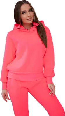 Immagine prodotto di Set coordinato composto da maglione a collo alto e cappuccio in rosa neon