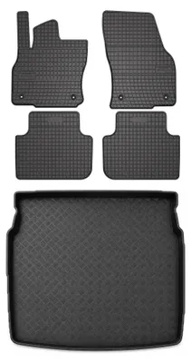 Zdjęcie produktu dla Dywaniki gumowe + mata bagażnika do Audi Q3 II F3 2018- (regulowana podłoga) – czarne, dopasowane – Wielganizator SolidPRO