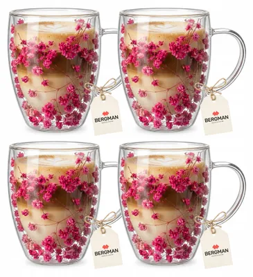 Produktbild von Bergman Thermogläser mit Blumen, 350 ml, 4er-Set