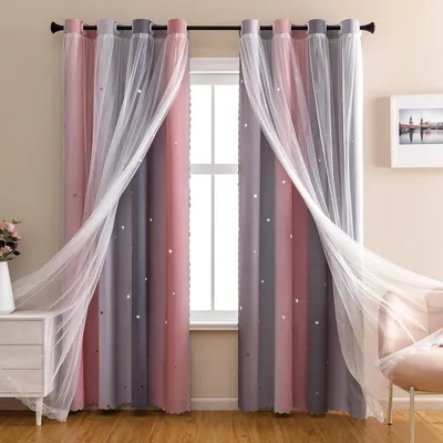 Image de Rideau occultant pour chambre d'enfant, motif étoiles, 132 x 160 cm