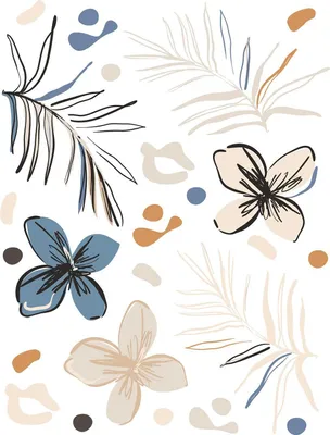 Image de Sanders & Sanders sticker mural fleurs beige, bleu et orange 85 x 65 cm