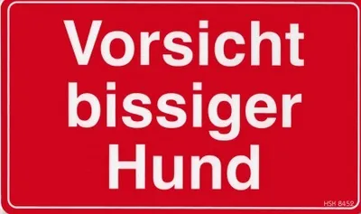 Produktbild von Hinweisschild - VORSICHT BISSIGER HUND - Gr. 25 x 15 cm - 308452 rot