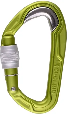 Grüner Verschlußkarabiner "Bulletproof Screw" von Edelrid; geeignet für Klettern.
