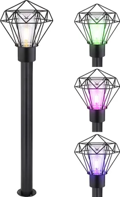 Produktbild von RGB LED Stehleuchte, Edelstahl, Gitter, schwarz, H 100 cm