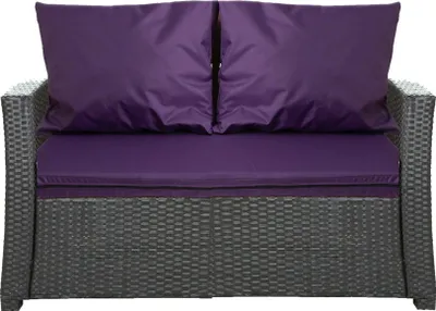 Zdjęcie produktu dla Poduszka na sofę rattanową fioletowa | siedzisko 112x50x7 + oparcie 2szt 56x50 | poduszka na sofę ogrodową | poduszka na meble ogrodowe