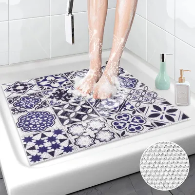 Obrázok produktu pre Protisklzová podložka pod sprchu, 60 x 60 cm, tmavomodrá