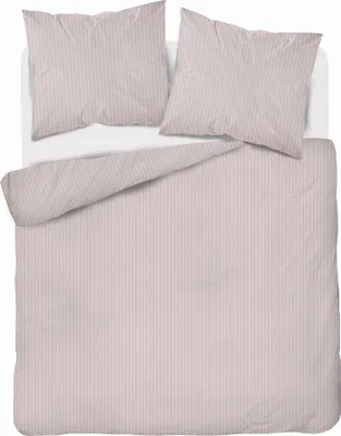 Produktbild von Satin Bettwäsche 160x200 Glatt mit Premium Streifen Puderrosa