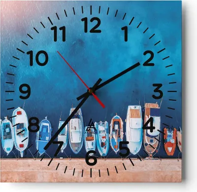 Produktbild von Wanduhr - Quadrat - Glasuhr - Hafen Hafen Łódź - 40x40cm - Schleichendes Uhrwerk - Lautlos - zum Aufhängen bereit - Dekoration Modern - Wanddekoration aus Glas - C4AC40x40-5081
