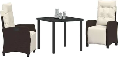 Obrázok produktu pre vidaXL Záhradný jedálenský set s vankúšmi 3 ks hnedý polyratan